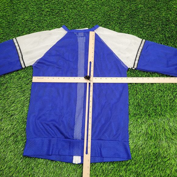 Vintage 90s Mesh Jacket Teens Large 18x25 Blue White - Picture 6 of 12